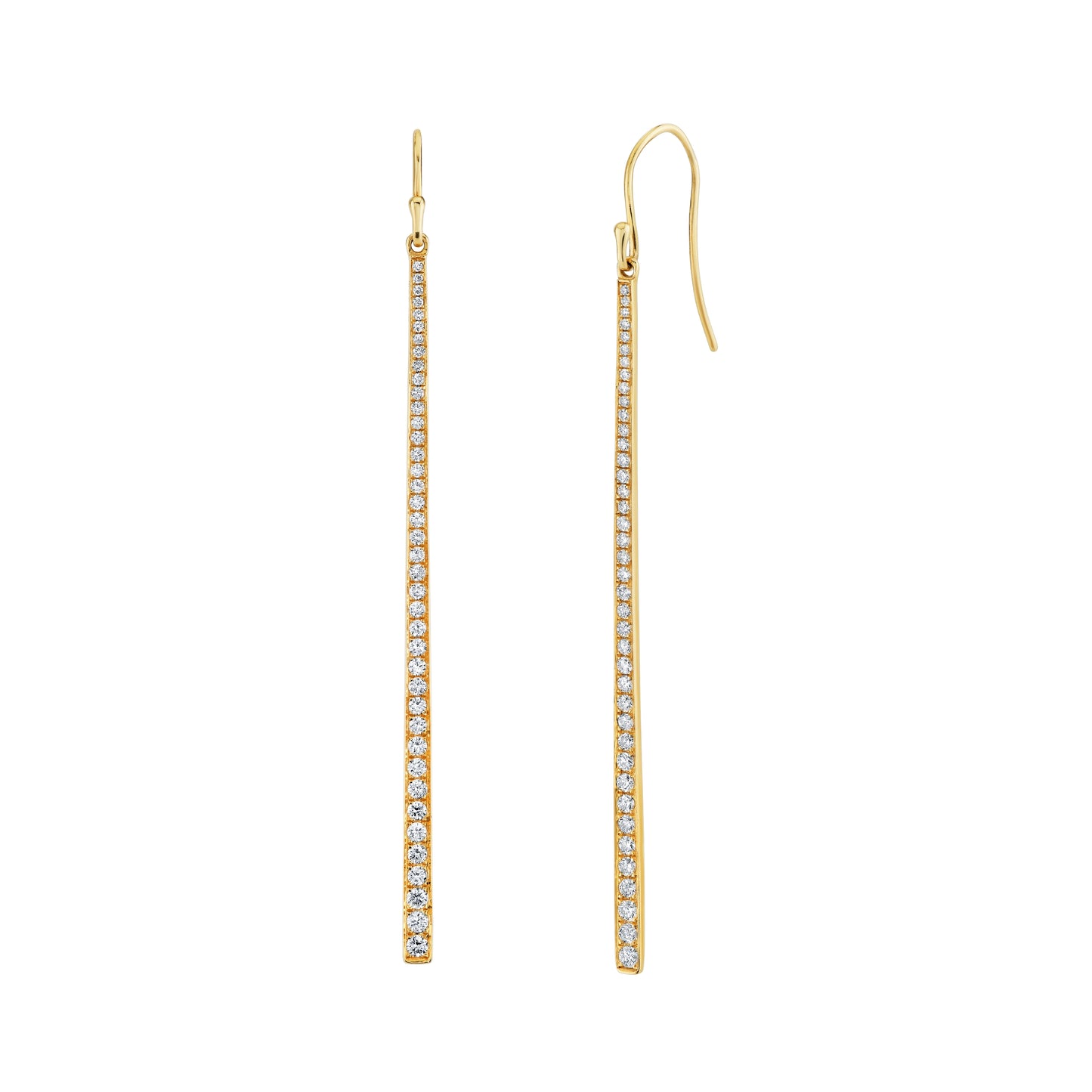 18K Yellow Gold Diamond Bar Drop Earrings (.89ctw)