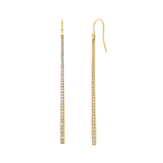 18K Yellow Gold Diamond Bar Drop Earrings (.89ctw)