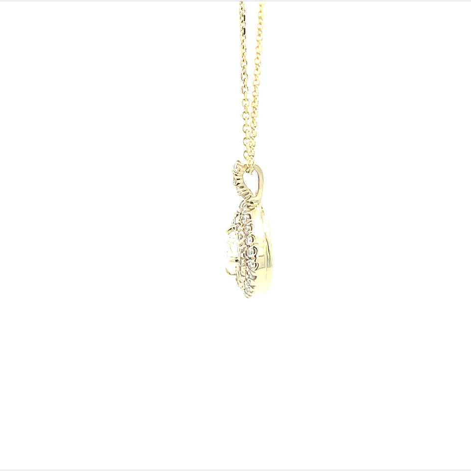 14K Yellow Gold Asscher Cut Double Halo Diamond Pendant (1.44ctw) 