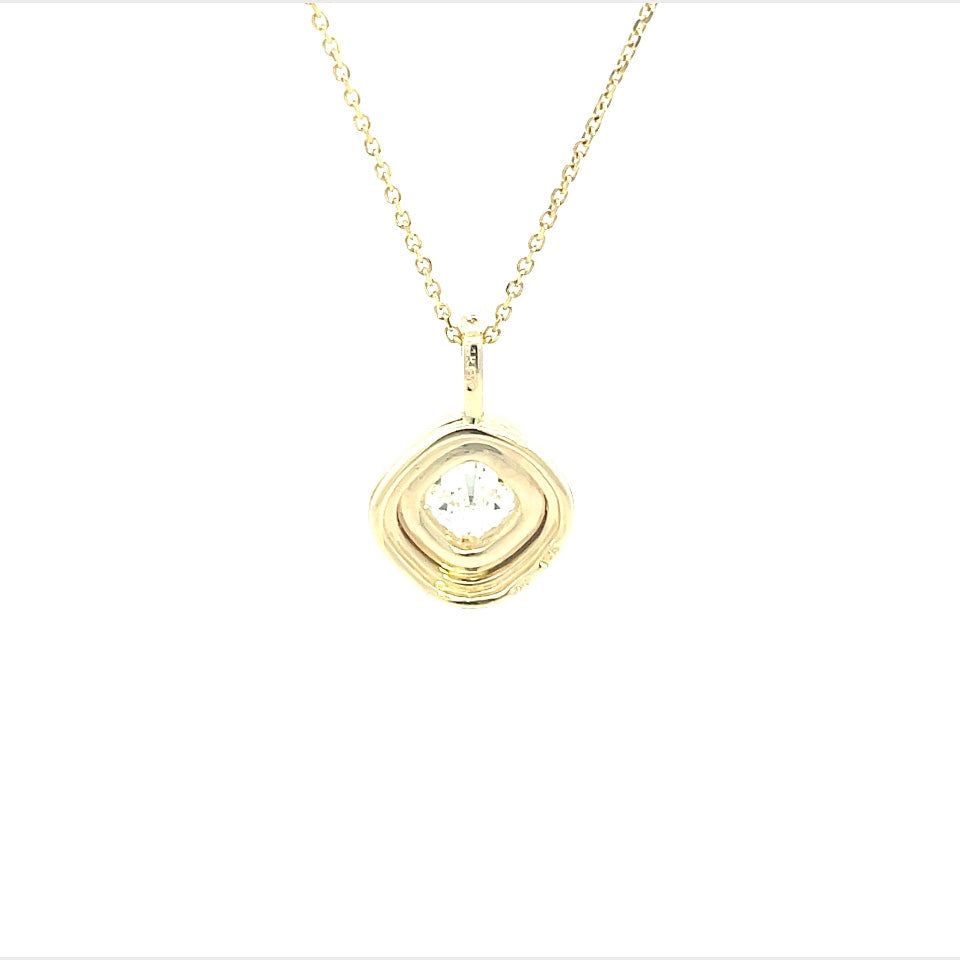 14K Yellow Gold Asscher Cut Double Halo Diamond Pendant (1.44ctw) 