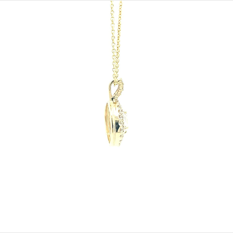 14K Yellow Gold Asscher Cut Double Halo Diamond Pendant (1.44ctw)