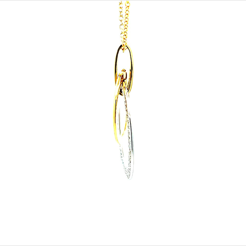 18K Yellow And White Gold Diamond Circle Drop Pendant (.63ctw) 