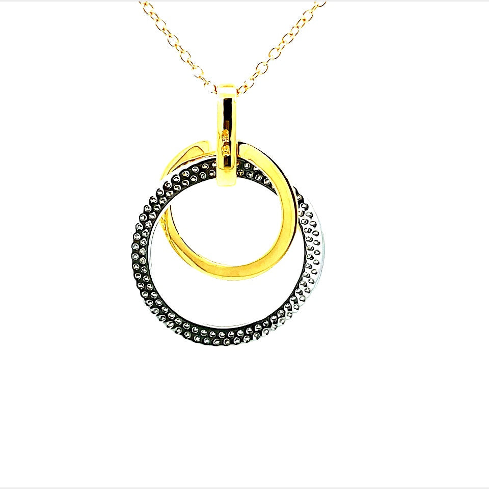 18K Yellow And White Gold Diamond Circle Drop Pendant (.63ctw) 