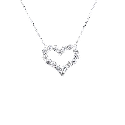 14K White Gold Diamond Heart Shape Pendant (1.90ctw) 