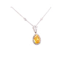 14K White Gold Pear Shape Fancy Vivid Yellow Lab-Grown Diamond Halo Necklace (3.42ctw) 