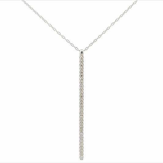 18K Yellow Gold Pave Diamond Bar Drop Pendant (.58ctw) 