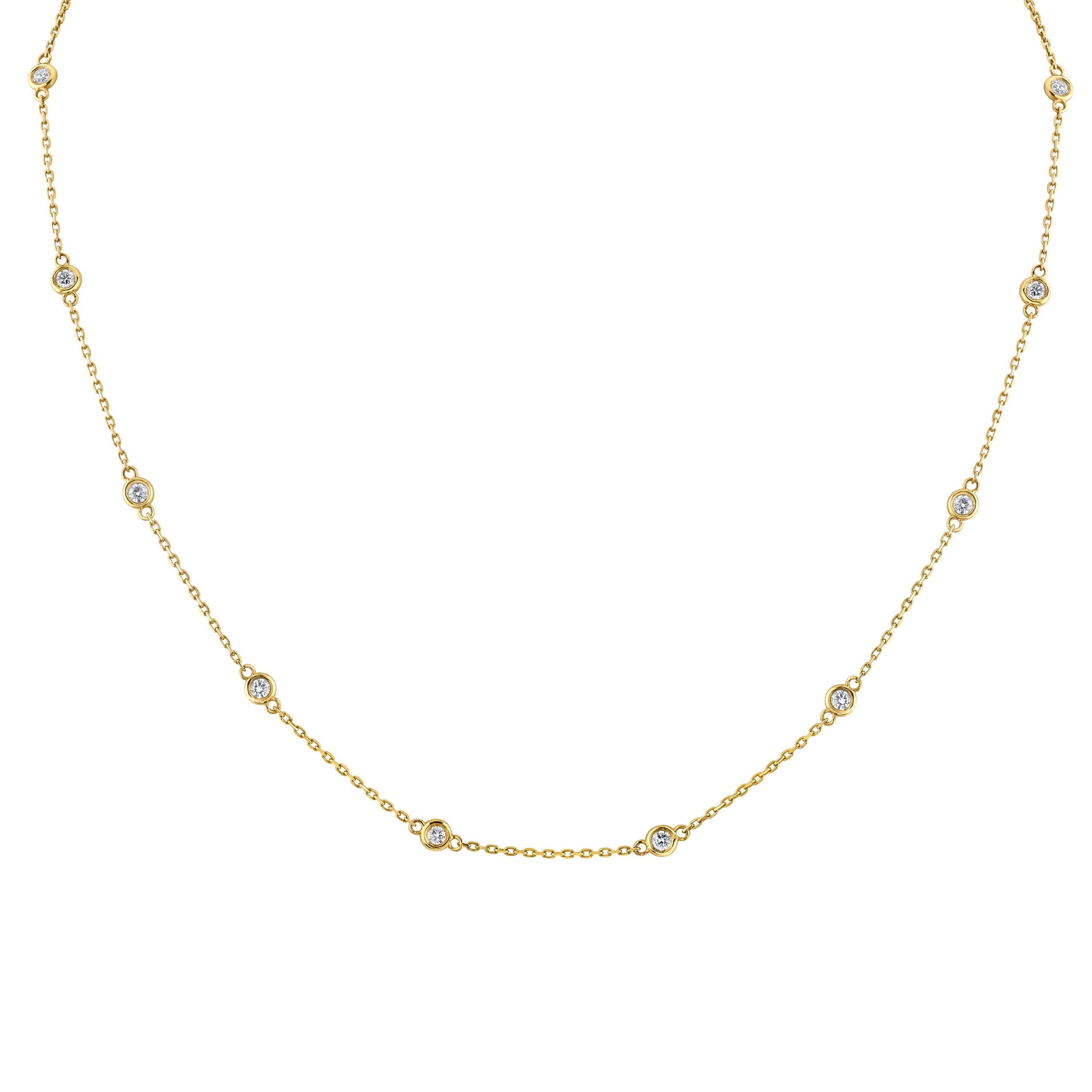 14K Yellow Gold Diamonds By The Yard Necklace (1ctw)