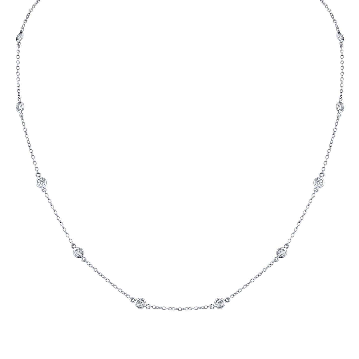 14K White Gold Diamonds By The Yard Necklace (.75ctw)