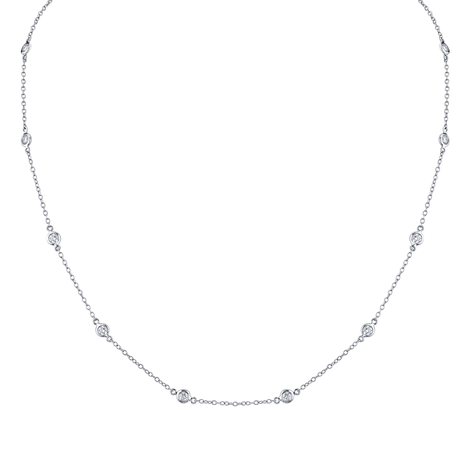 14K White Gold Diamonds By The Yard Necklace (.75ctw)