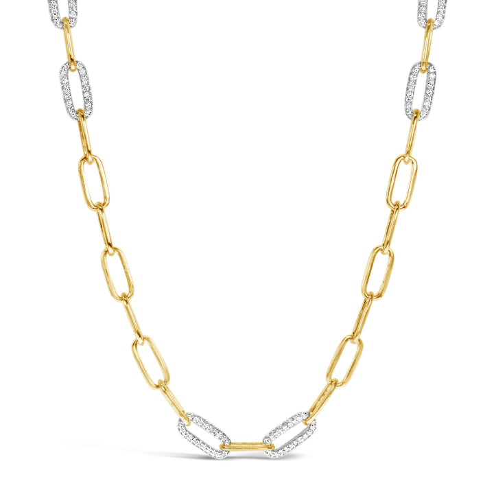 14K White And Yellow Gold Diamond Paperclip Necklace (2.19ctw) 