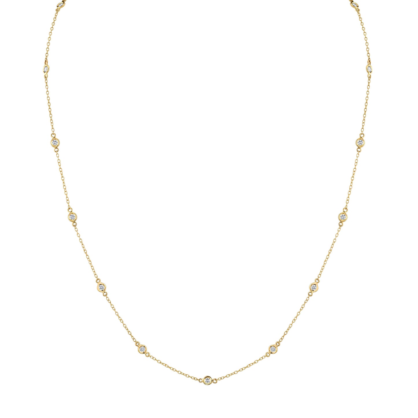 14K Yellow Gold Diamonds By The Yard Necklace (.50ctw)