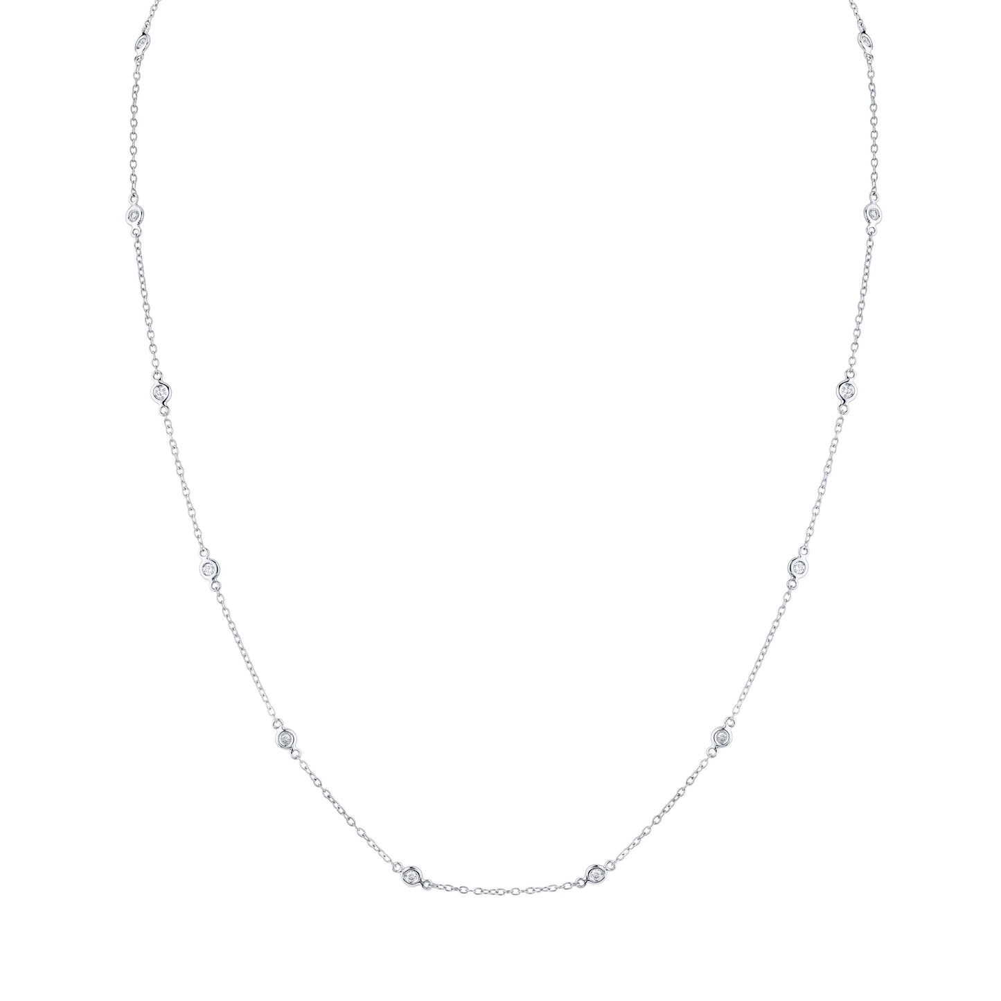 14K White Gold Diamonds By The Yard Necklace (.33ctw)