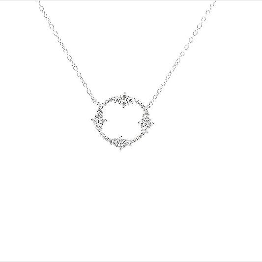 14K White Gold Pave Diamond Circle Pendant (.42ctw)