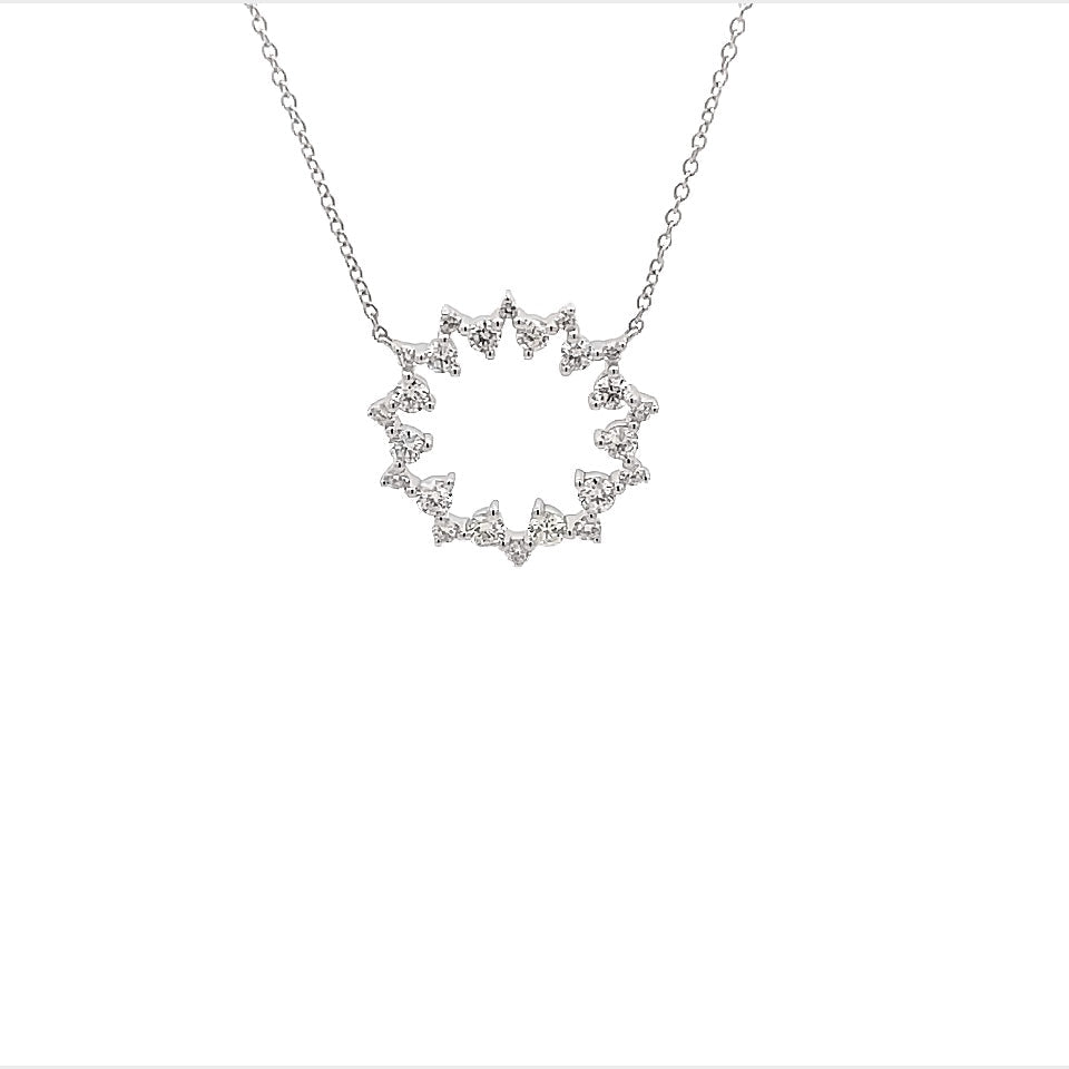 18K White Gold Diamond Circle Necklace (1.42ctw)