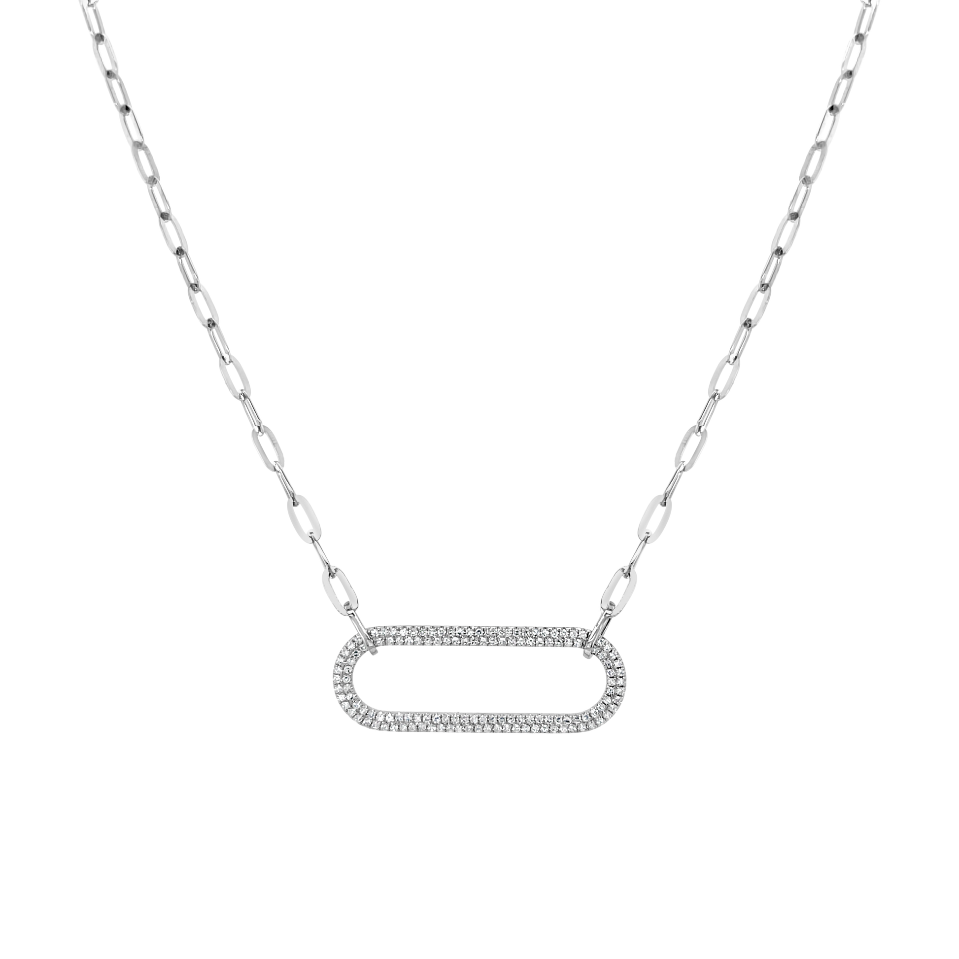 14k White Gold Diamond Paperclip Necklace (.30ctw) 