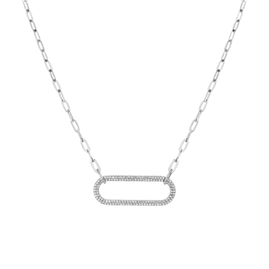 14k White Gold Diamond Paperclip Necklace (.30ctw) 