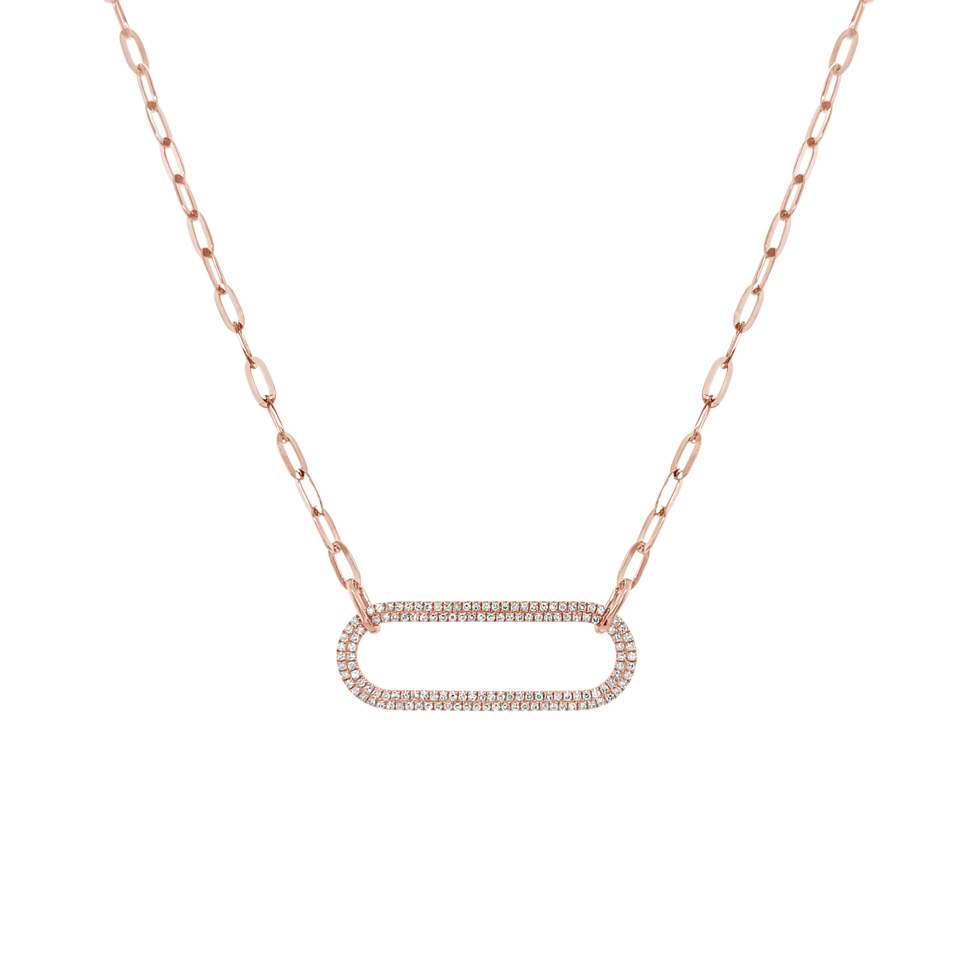 14k Rose Gold Diamond Paperclip Necklace (.30ctw) 