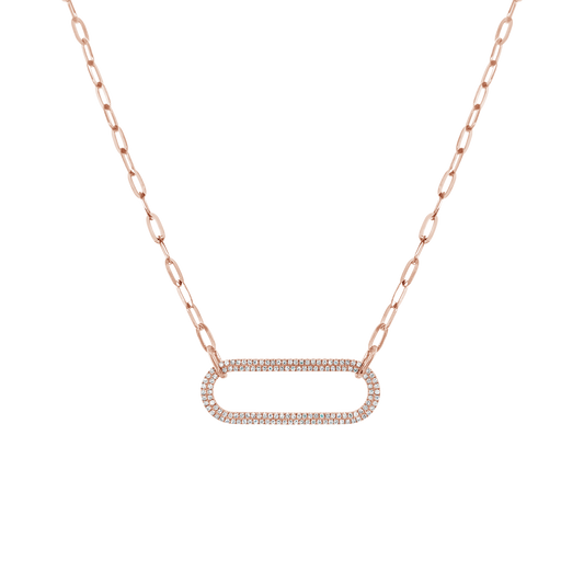 14k Rose Gold Diamond Paperclip Necklace (.30ctw) 