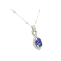 18K White Gold Oval Tanzanite And Pave Diamond Necklace (6.17ctw)