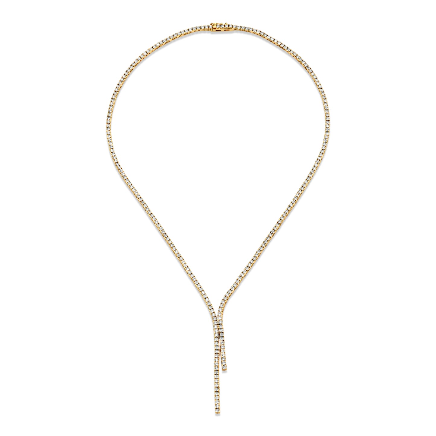 14K Yellow Gold Lariat Diamond Tennis Necklace (7.78ctw)