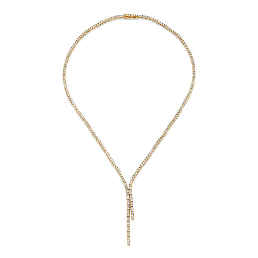 14K Yellow Gold Lariat Diamond Tennis Necklace (7.78ctw)