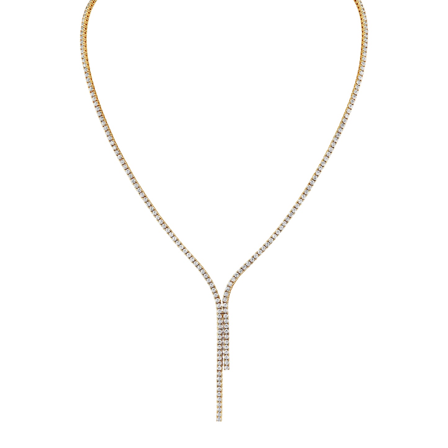 14K Yellow Gold Lariat Diamond Tennis Necklace (7.78ctw)