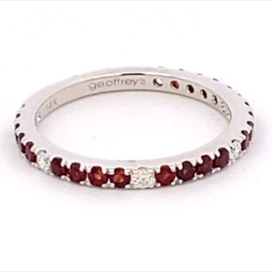 14K White Gold Garnet And Diamond Stackable Ring (.80ctw)