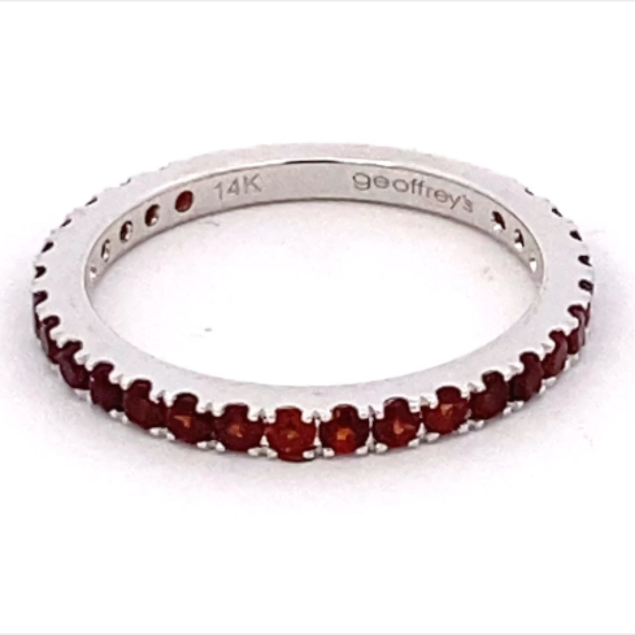 14K White Gold Garnet Pave Ring (.85ctw)