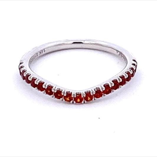 14K White Gold Rhodolite Garnet Contour Band (.19ctw)