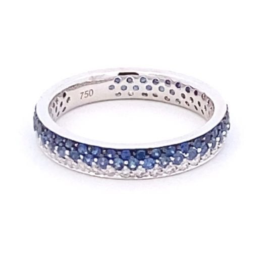 18K White Gold Sapphire And Diamond Ombre Ring (1.03ctw)