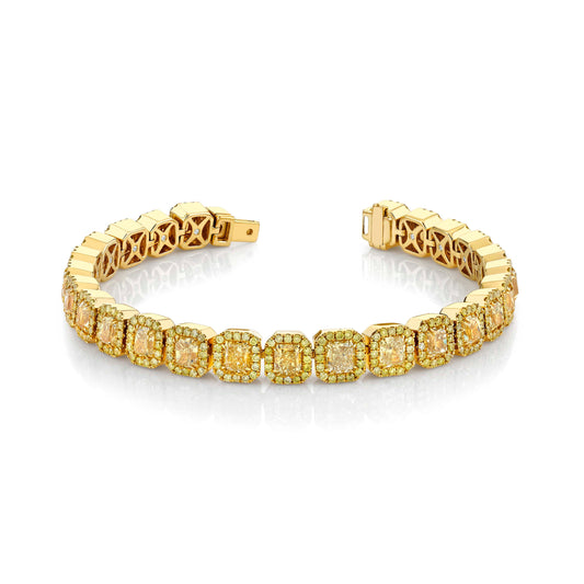 18K Yellow Gold Yellow Diamond Tennis Bracelet (16.36ctw)