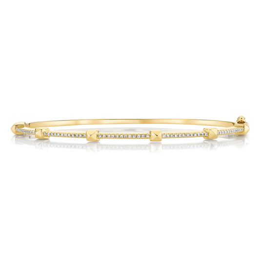 14K Yellow Gold Studded Diamond Bangle (.18ctw)