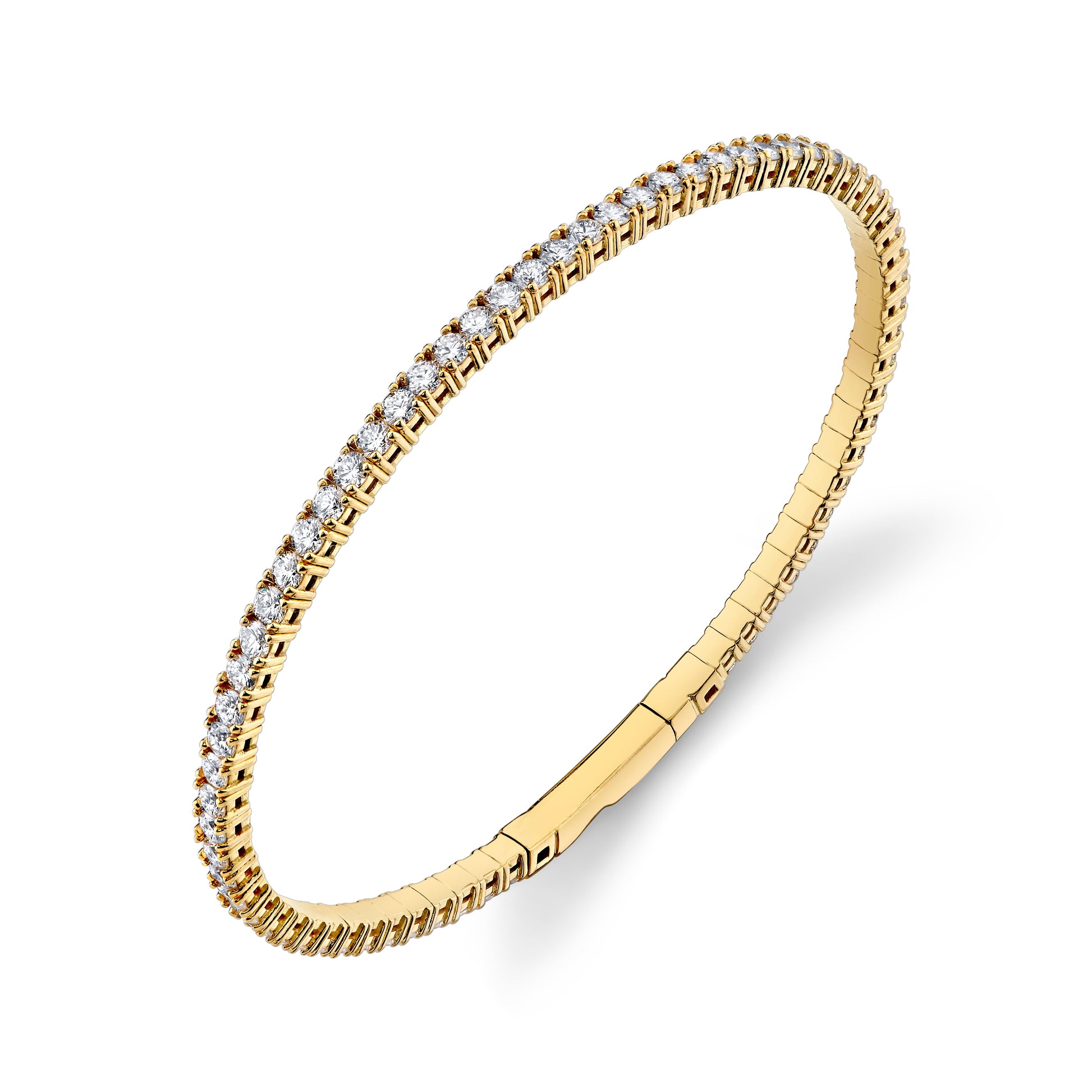 18K Yellow Gold Diamond Flexible Bangle (4ctw)