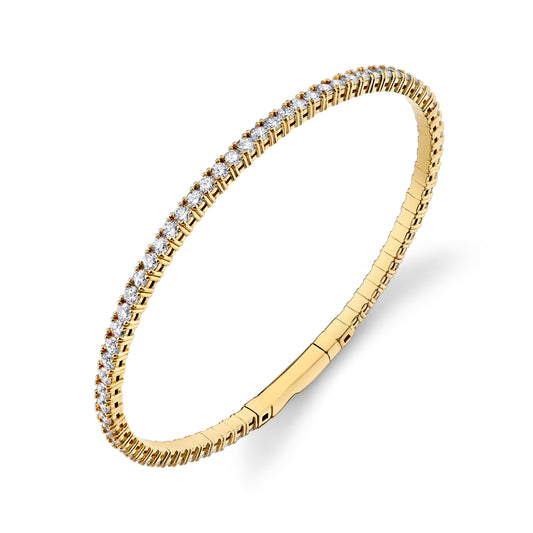 18K Yellow Gold Diamond Flexible Bangle (4ctw)