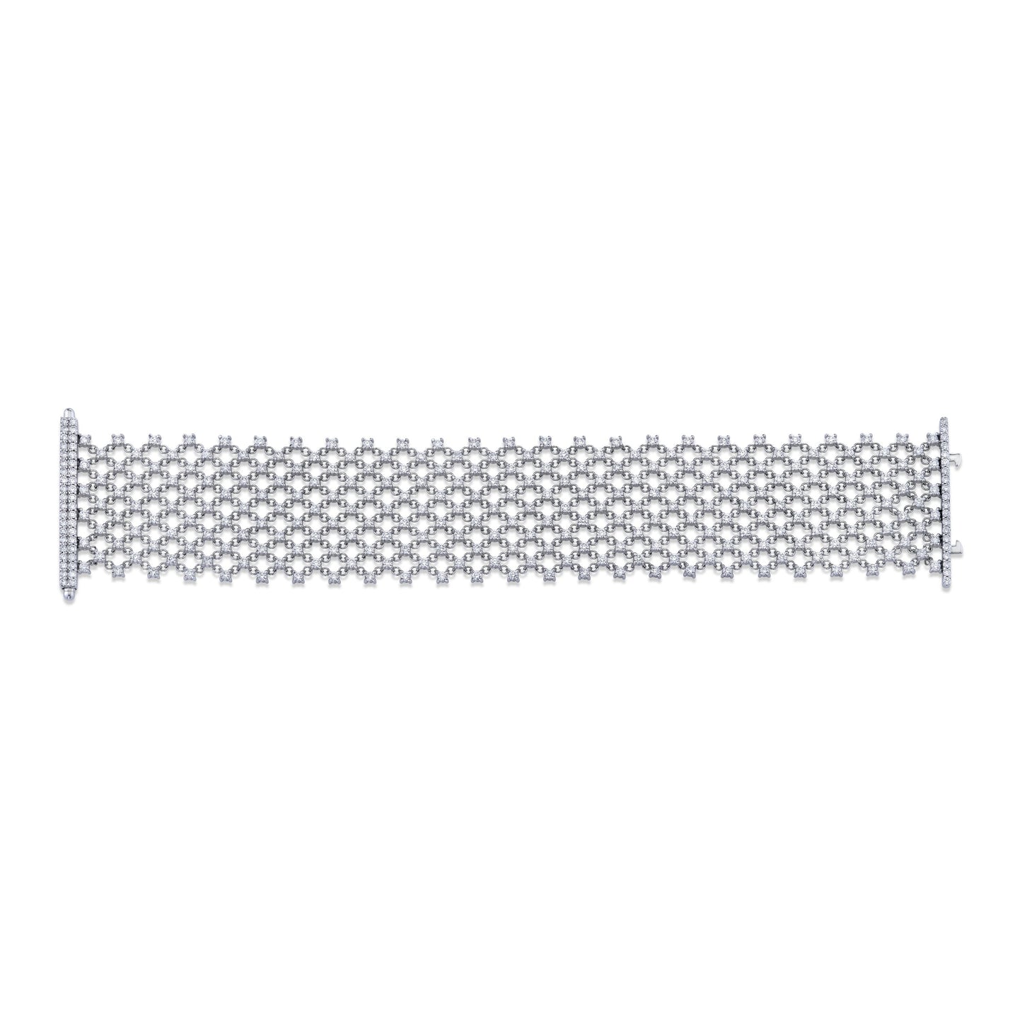 18K White Gold Diamond Mesh Bracelet (10ctw)