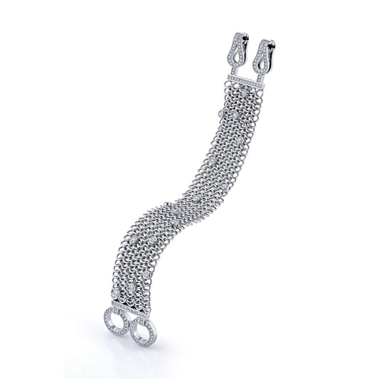 Platinum Handmade Link Bracelet With Round Diamond Accents (3.50ctw)