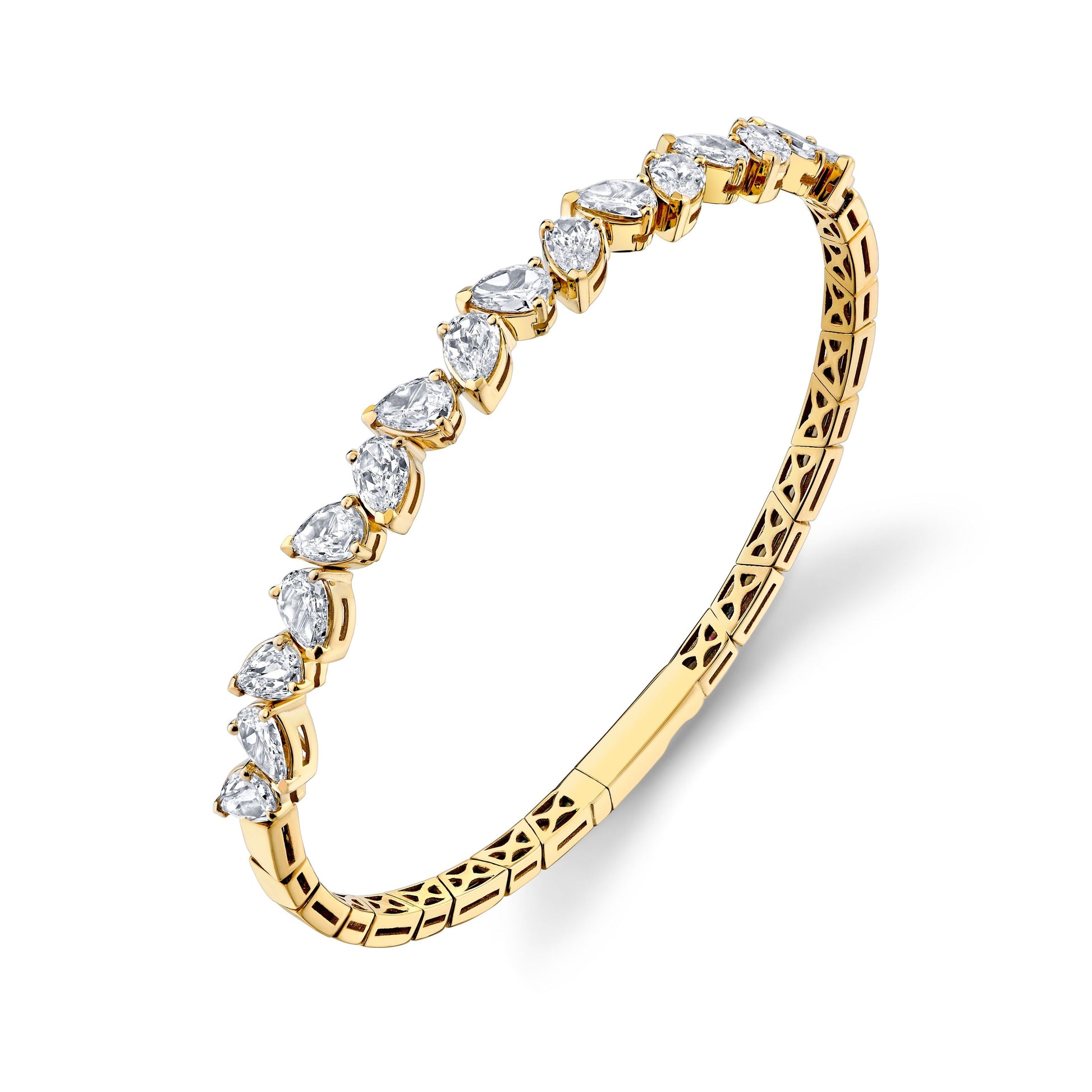 14K Yellow Gold Crisscut Pear Shape Lab-Grown Diamond Bangle (3.95ctw)
