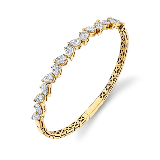 14K Yellow Gold Crisscut Pear Shape Lab-Grown Diamond Bangle (3.95ctw)