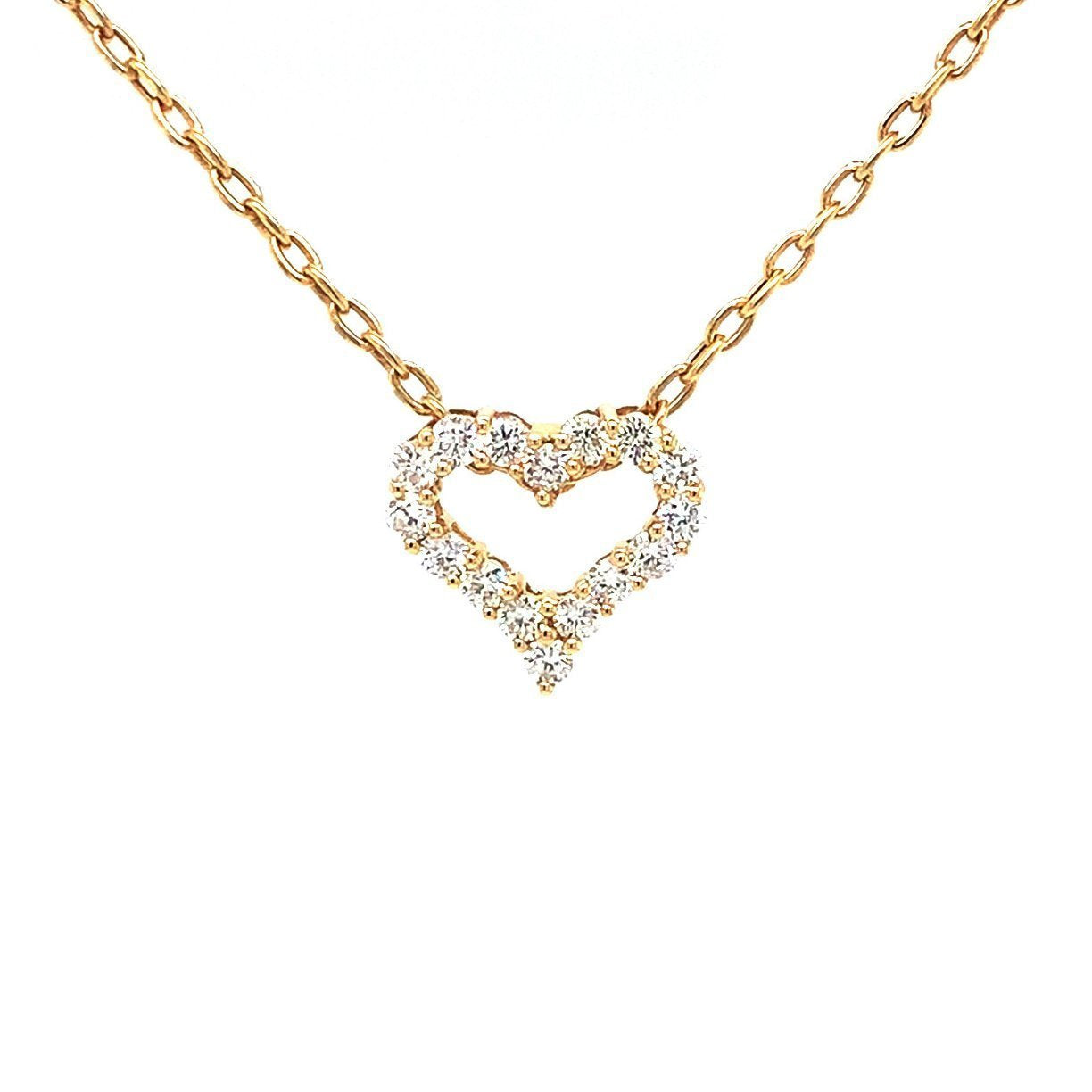 18K Yellow Gold Diamond Heart Necklace (.65ctw) 