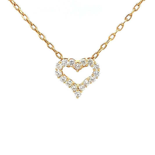 18K Yellow Gold Diamond Heart Necklace (.65ctw) 