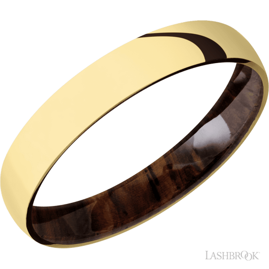 14K Yellow Gold with Polish Finish and Cocobolo