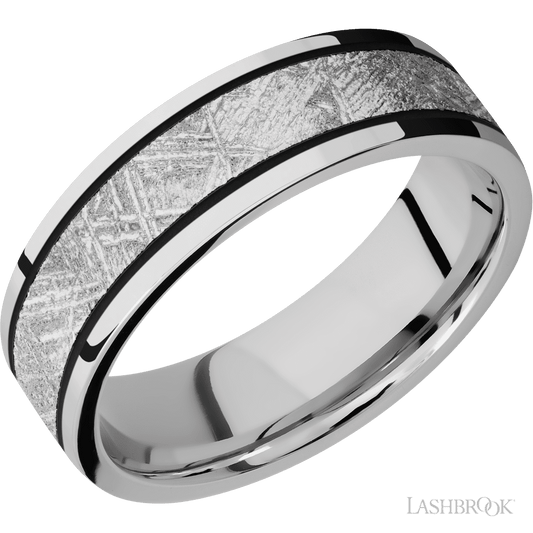 Cobalt Chrome with Polish Finish and Meteorite Inlay