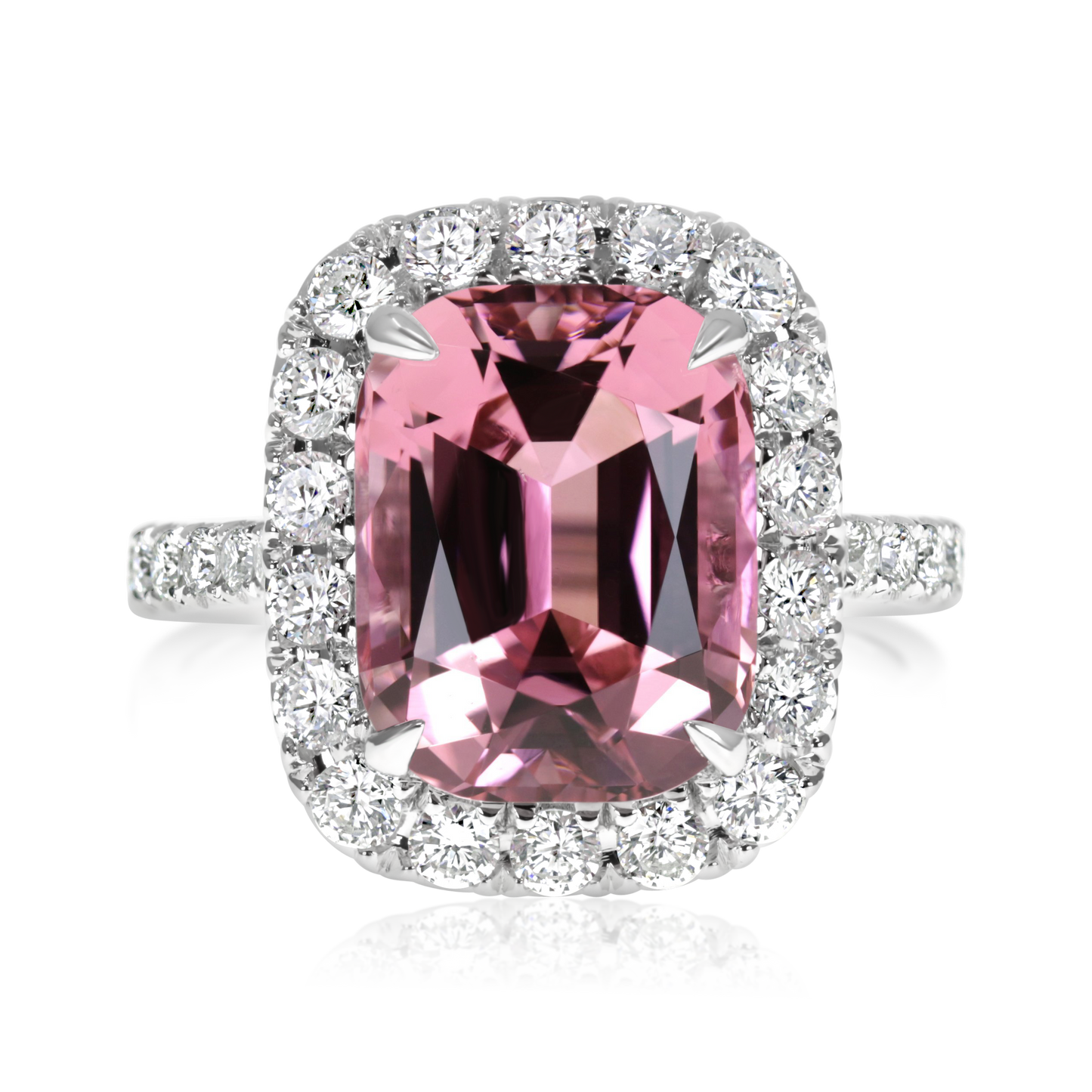 14K White Gold Pink Tourmaline And Diamond Ring (7.54ctw)