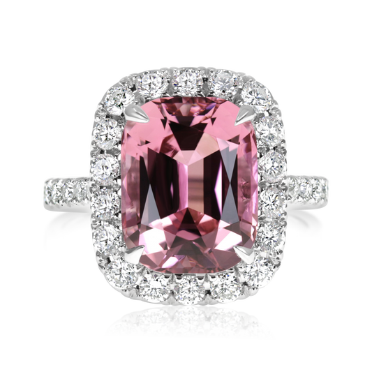 14K White Gold Pink Tourmaline And Diamond Ring (7.54ctw)