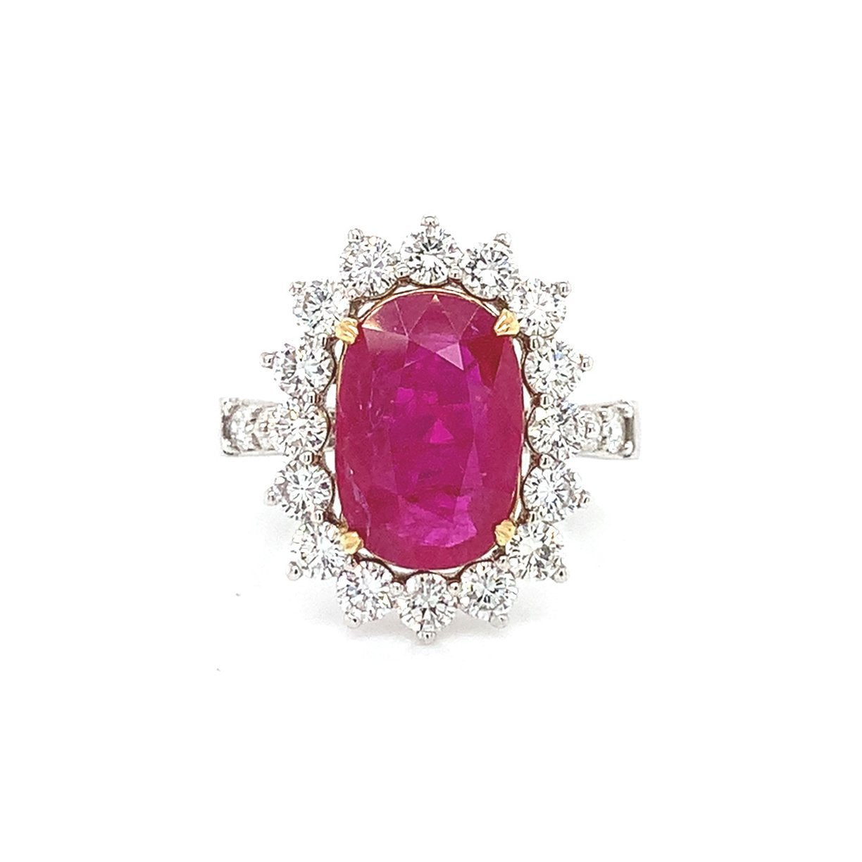 18K White Gold Oval Ruby And Diamond Ring (5.29ctw)