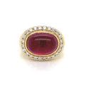 14K Yellow Gold Rubellite and Diamond Halo Ring (.61ctw)