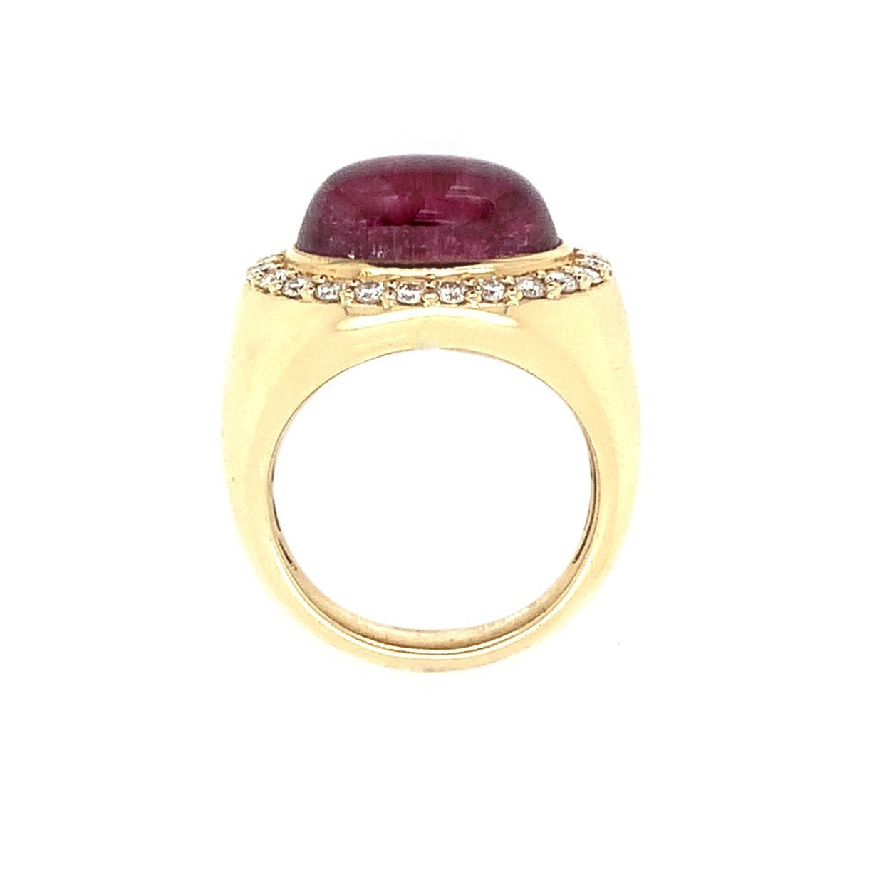 14K Yellow Gold Rubellite and Diamond Halo Ring (.61ctw)