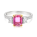 Platinum Emerald Cut Pink Sapphire And Diamond Ring (2.43ctw)