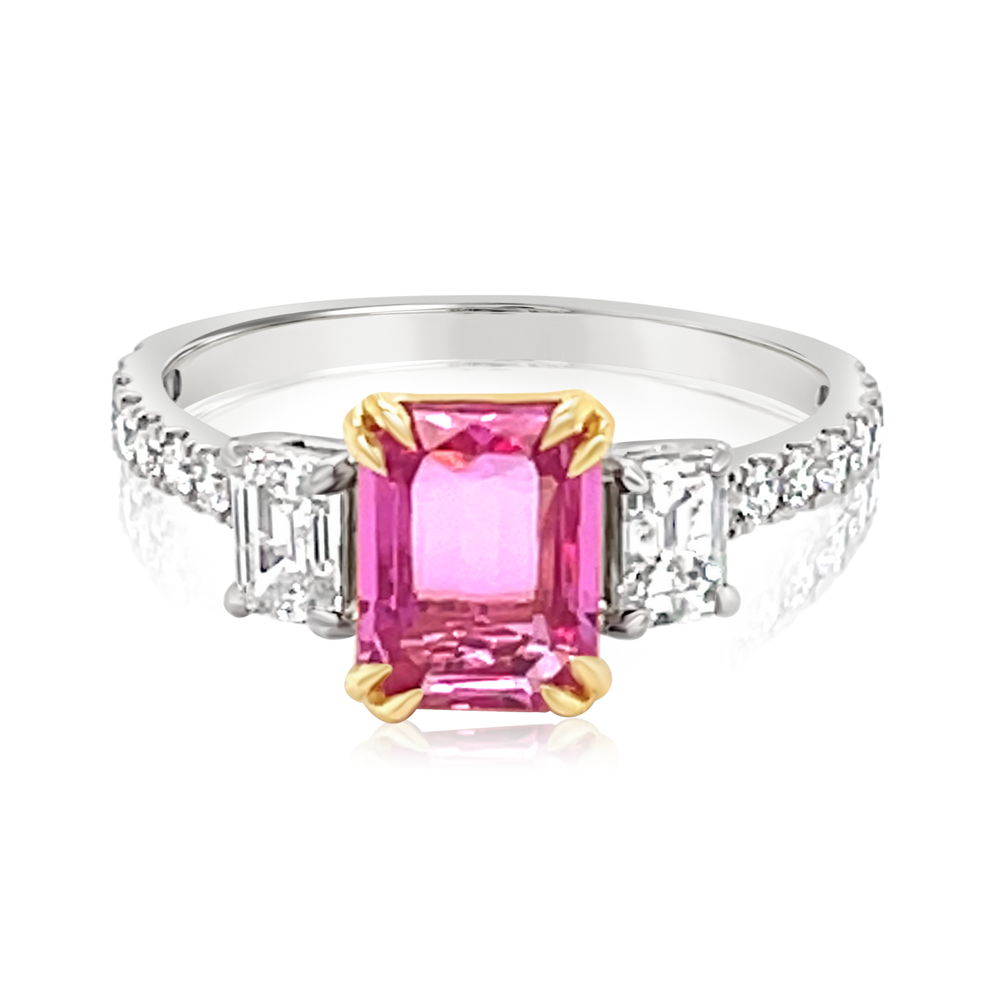 Platinum Emerald Cut Pink Sapphire And Diamond Ring (2.43ctw)