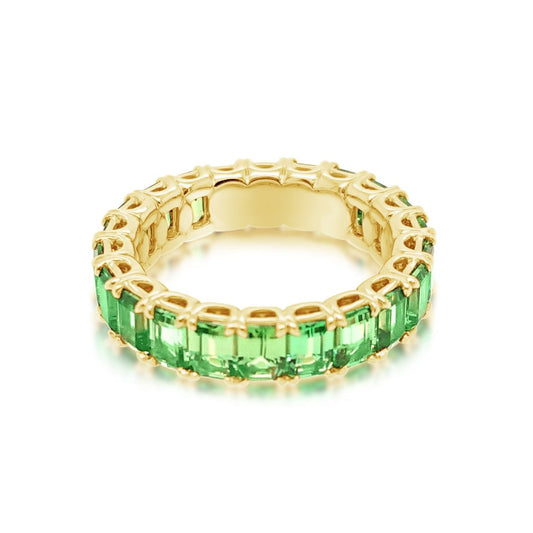 18K Yellow Gold Emerald Cut Tsavorite Garnet Eternity Band (5.05ctw)